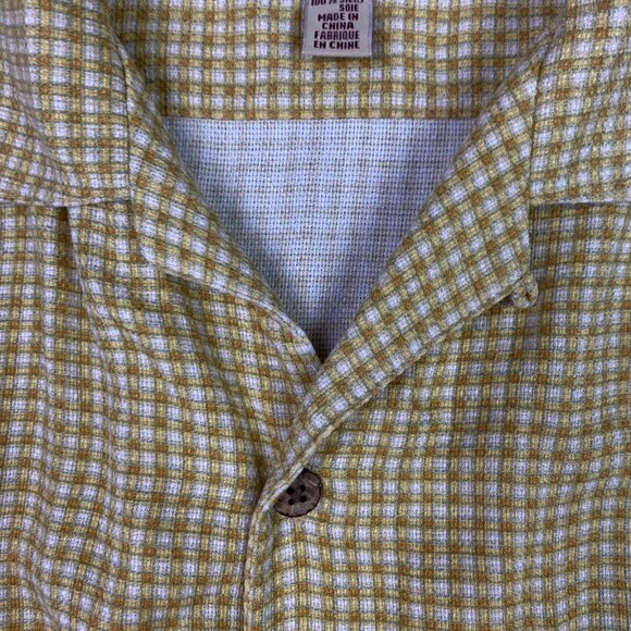 Tommy Bahama Silk Shirt Men's Large Golden Yellow Short Sleeve Camp Hawaiian - Picture 4 of 10
